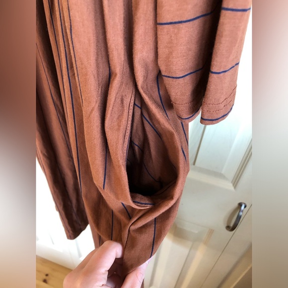 Brown Striped Midi Dress, Medium, Petal Lush - Picture 5 of 7